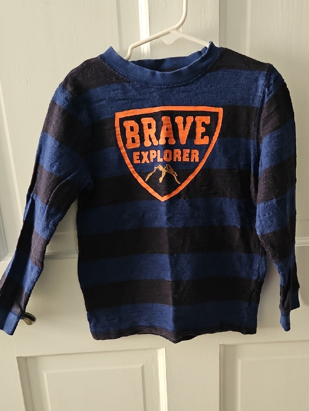 Brave Explorer Blue & Black Striped Kids Long-Sleeve Top